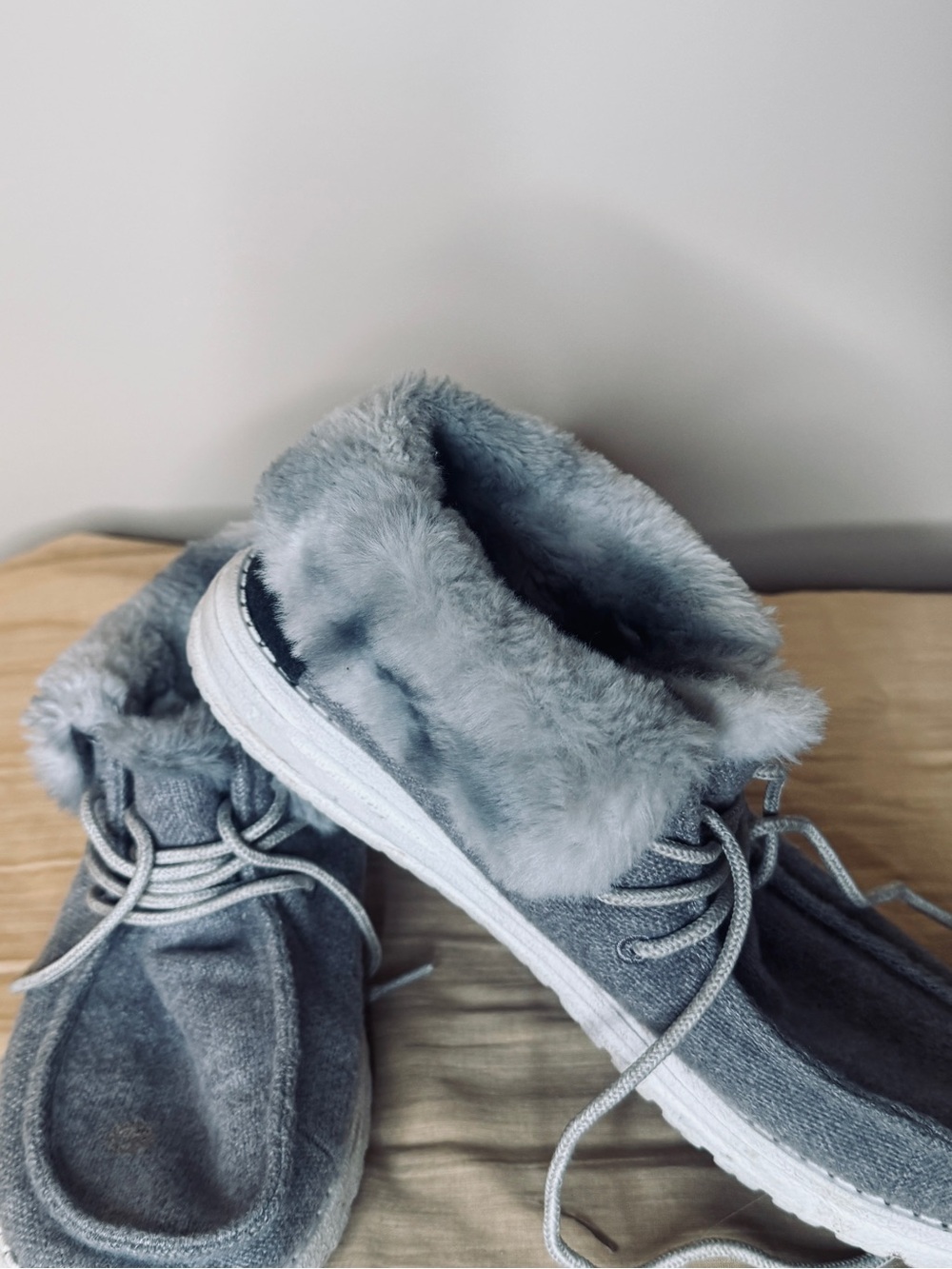 Hey Dude Cozy Faux-Fur Lined Women's Slip-On Sneakers - Gray